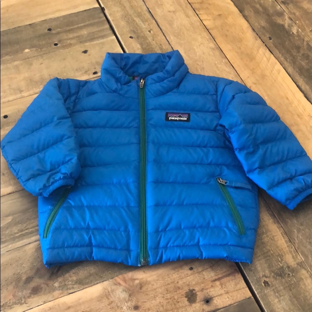 12 month boys royal blue Patagonia puffy coat.